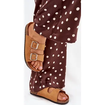 Dámské pantofle Dámské sandály na korkové platformě s přezkami Livara Barva: Béžová, Velikost: 37