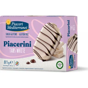 Piaceri Mediterranei bezlepkové PIACERINI SUŠENKY S BÍLOU ČOKOLÁDOU 81g Bezlepkové vaflové sušenky s bílou čokoládou