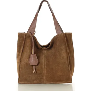 Kabelka Marco MAZZINI Hnědá semišová shopper kabelka (s139bb) Hnědá
