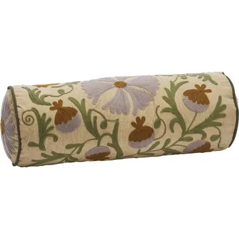 Dekorativní polštářek MADAM STOLTZ Sametový vyšívaný polštář / válec Old Rose