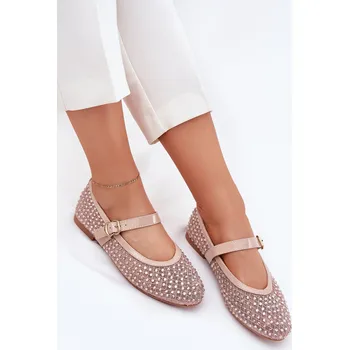 Dámské lodičky Boto Zdobené Dámské Baletky S Páskem A Přezkou Avirae Barva: Béžová, Velikost: 36