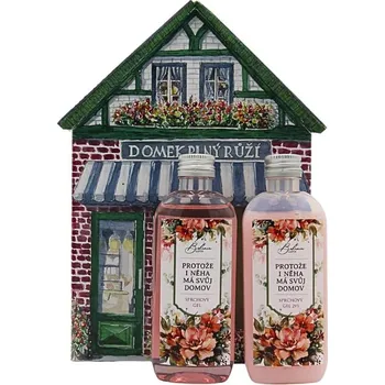 Kosmetická sada Dárkové balení domek plný růží - 2x sprchový gel 100 ml