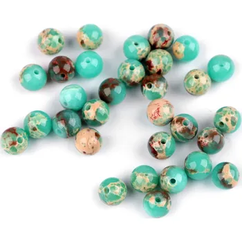 Hobby drát Tyrkysový oceánový jaspis syntetický, minerální korálky Ø8 mm Varianta: 2 tyrkysová, Balení: 12 ks