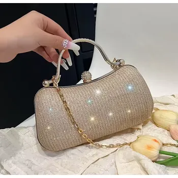 B-TOP Zlatá třpytivá kabelka přes rameno s tvarovaným pevným uchem