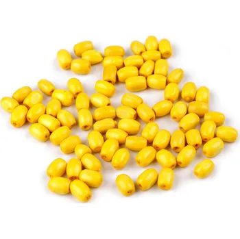 Hobby drát Dřevěné korálky oliva 5x8 mm Varianta: Žlutá, Balení: 500 g