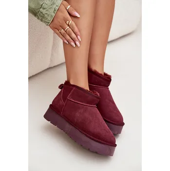 Dámská zimní obuv Módní semišové nízké sněhule Nucca Barva: Červená, Velikost: 40