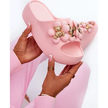 Dámské pantofle Dámské pěnové žabky s ozdobami na tlusté podrážce Bremavia Barva: Růžová, Velikost: 40/41