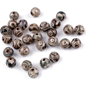 Hobby drát Tibetský achát Dzi, minerální korálky Ø8 mm Varianta: achát tibetský Dzi, Balení: 47 ks