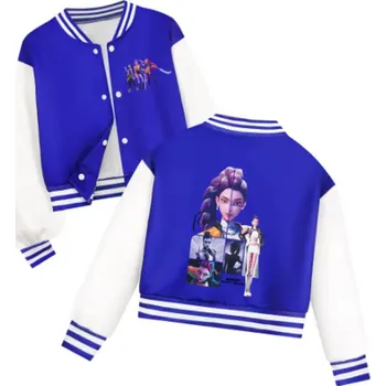 Chlapecký svetr KPop Demon Hunters (Lovkyně démonů) KPop Demon Hunters - kratší dívčí mikina (v baseballovém vzhledu) Barva: modrá (1), Velikost: 160