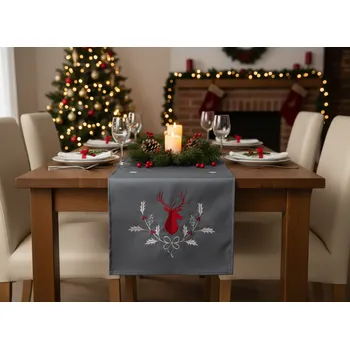 ubrus Vánoční ubrus - běhoun na stůl DEER 40x140 cm, tmavě šedá