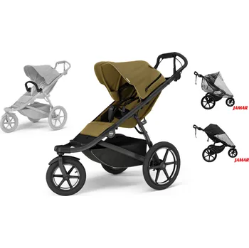 Přeprava dětí Akční set Thule Urban Glide 3 Nutria Green + moskytiéra a pláštěnka Altabebe + madlo Thule