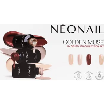 Lak na nehty Neonail Golden Muse Collection sada: lak na nehty Blushing Red, 3 ml + lak na nehty Sunset Nude, 3 ml + lak na nehty Blush Flush, 3 ml + lak na nehty