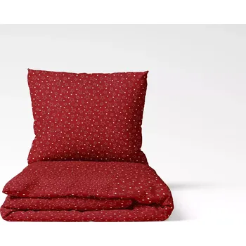 Povlečení Vánoční bavlněné povlečení Bílé hvězdy na červené 140x200 70x90