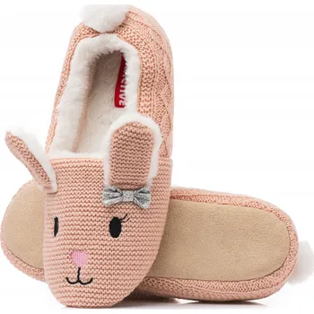 Dámské baleríny Růžové pantofle balerínky domácí s pleteným svrškem ve tvaru králíka 38/39