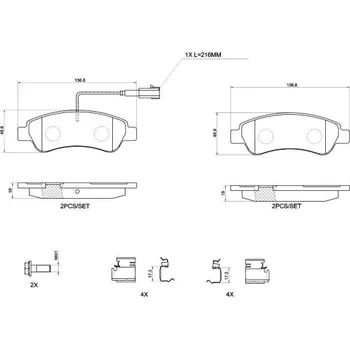 Brzdová destička Sada brzdových destiček, kotoučová brzda BREMBO P 61 125G
