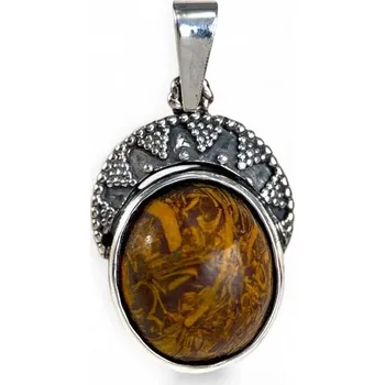 Přívěsek Drakkaria LUNULA, hadí jaspis, stříbrný přívěsek, Ag 925/1000