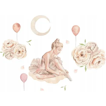 Obraz Nálepky na zeď BALET BALETKA květiny balónky pivoňky do pokoje L