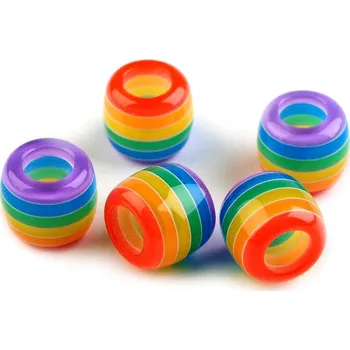 Korálek Plastové korálky s proužkem s velkým průvlekem 10x12 mm Varianta: 4 multikolor, Balení: 50 ks