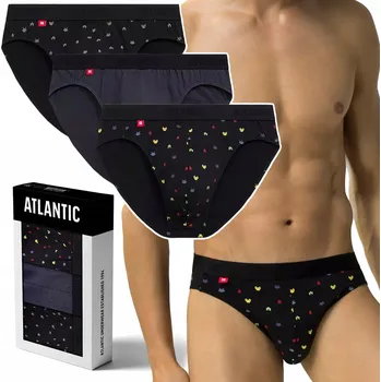 Slipy ATLANTIC 3MP-175 pánské slipy přiléhavé BAVLNĚNÉ 3 PÁRY - L