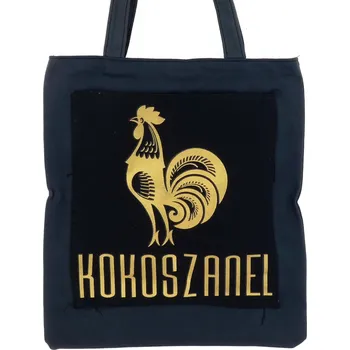 Kabelka VELKÁ NÁKUPNÍ TAŠKA DO MĚSTA SHOPPER ČERNÁ KOKOSZANEL ZLATÁ