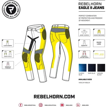 Moto kalhoty Moto kalhoty REBELHORN EAGLE II jeans tmavě modré 2H73725795