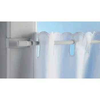 Garnýž Vitrážová Záclona garnýž teleskopický ocel bílý 45-75 cm