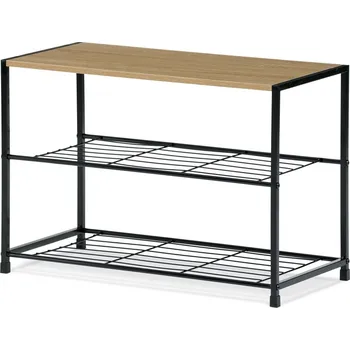 Botník Botník MONA — kov, MDF, černá / dekor dub sonoma