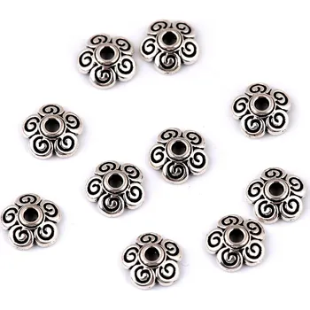 Knoflík Kovový dekorační kaplík květinka Ø8 mm Varianta: platina, Balení: 10 ks