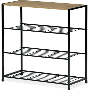 Botník Botník BARA — kov, MDF, černá / dub sonoma