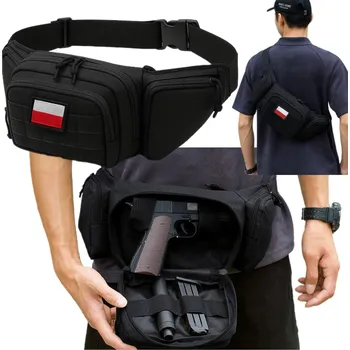 Outdoorové zavazadlo Ledvinový sáček na Zbraň Taktická černá tkanina Oxford Velká kapsa