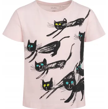 Dívčí tričko Dívčí tričko růžové s kočkami, velikost 152 Endo