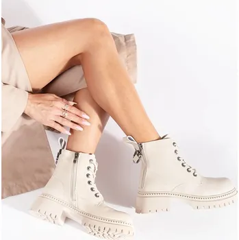 Dámské polobotky Moderní kotníkové boty dámské béžové na platformě 41