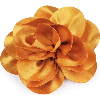 Paraván Brož / ozdoba do vlasů saténový květ Ø14,5 cm Varianta: 3 hořčicová, Balení: 1 ks
