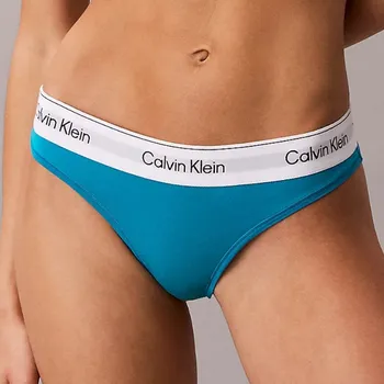Dámské spodní prádlo Calvin Klein - Icon cotton modal tanga teal breeze XS QF8518