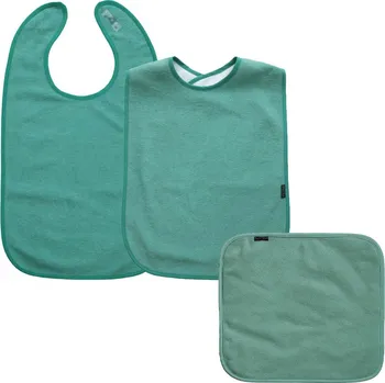 Bryndák pro dospělého Needo SET - 2 froté bryndáky a 1 utěrka, vel. M (tmavě-zelený)