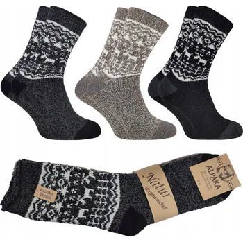 Pánské ponožky 3X PÁNSKÉ PONOŽKY TEPLÉ SILNÉ PONOŽKY Z ALPAKY VLNY 43-46