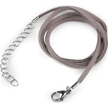 Hobby drát Šňůrka z eko kůže s karabinkou z nerezové oceli délka 46 cm Varianta: 1 šedá, Balení: 1 ks