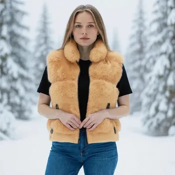 Dámská vesta GOLDBERGH Chic Faux Caramello Hnědá M