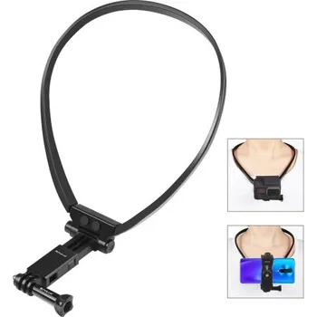 PULUZ Lazy nastavitelný držák na krk pro akční kamery GoPro a smartphony (černý)