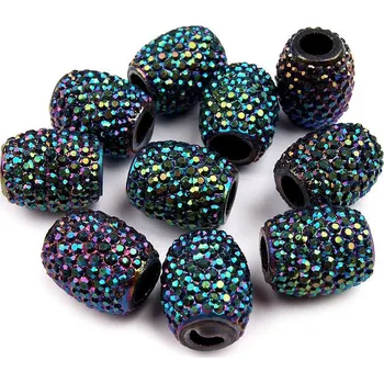 Korálek Plastové korálky s velkým průvlekem 13x15 mm Varianta: 7 (048) tyrkys zelený AB, Balení: 5 ks