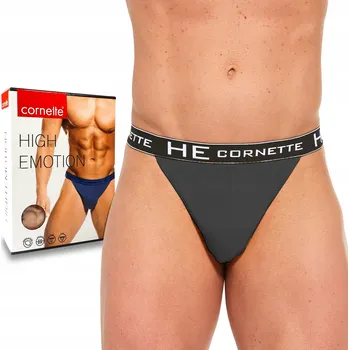 Slipy CORNETTE Pánské slipy TANGA bavlněné grafit - M