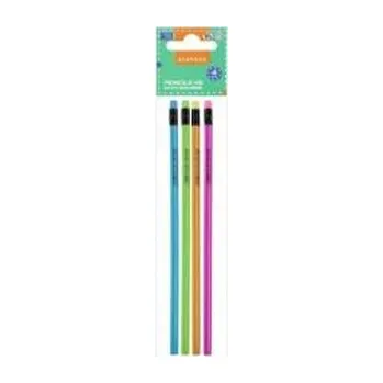 Ołówek z gumką HB trójkątny 4szt