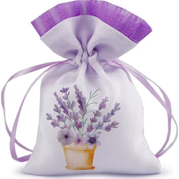 Dárková taška Dárkový pytlík s potiskem levandule 9x13 cm Varianta: 7 bílá levandule, Balení: 3 ks