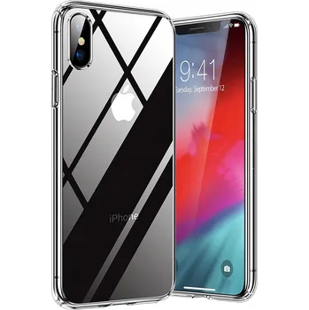 Pouzdro na mobilní telefon POUZDRO PRO APPLE IPHONE X/XS + SKLO 9H CLEAR CASE SILIKON SLIM 1MM