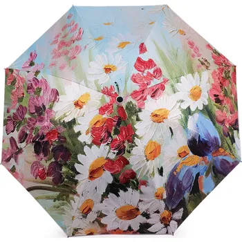 Stojan na deštník Dámský skládací deštník malované květy Varianta: 2 modrá pomněnková, Balení: 1 ks