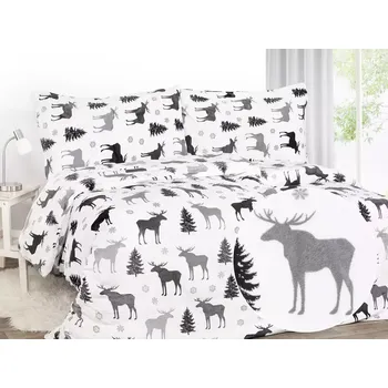 Povlečení Mikroplyšové povlečení Šedí sobíci 140x200+70x90