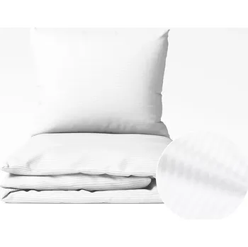 Povlečení Damaškové povlečení proužky 4 mm - bílé 140x200+70x90