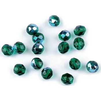 Skleněné korálky broušené ohňovky 8 mm Varianta: 4 50720/28701 zelená smaragdová AB, Balení: 20 g