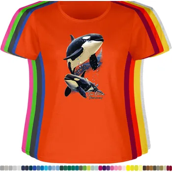 Dámské tričko damske-levne-bavlnene-tricko-digitalni-potisk-orca-kosatka-drava Barva: Orange - pomerančová, velikost: XL