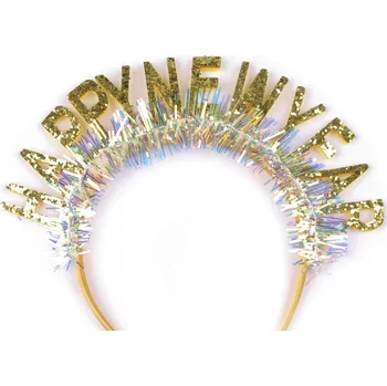 Sportovní čelenka Párty čelenka do vlasů Happy New Year saténová Varianta: 2 zlatá, Balení: 1 ks